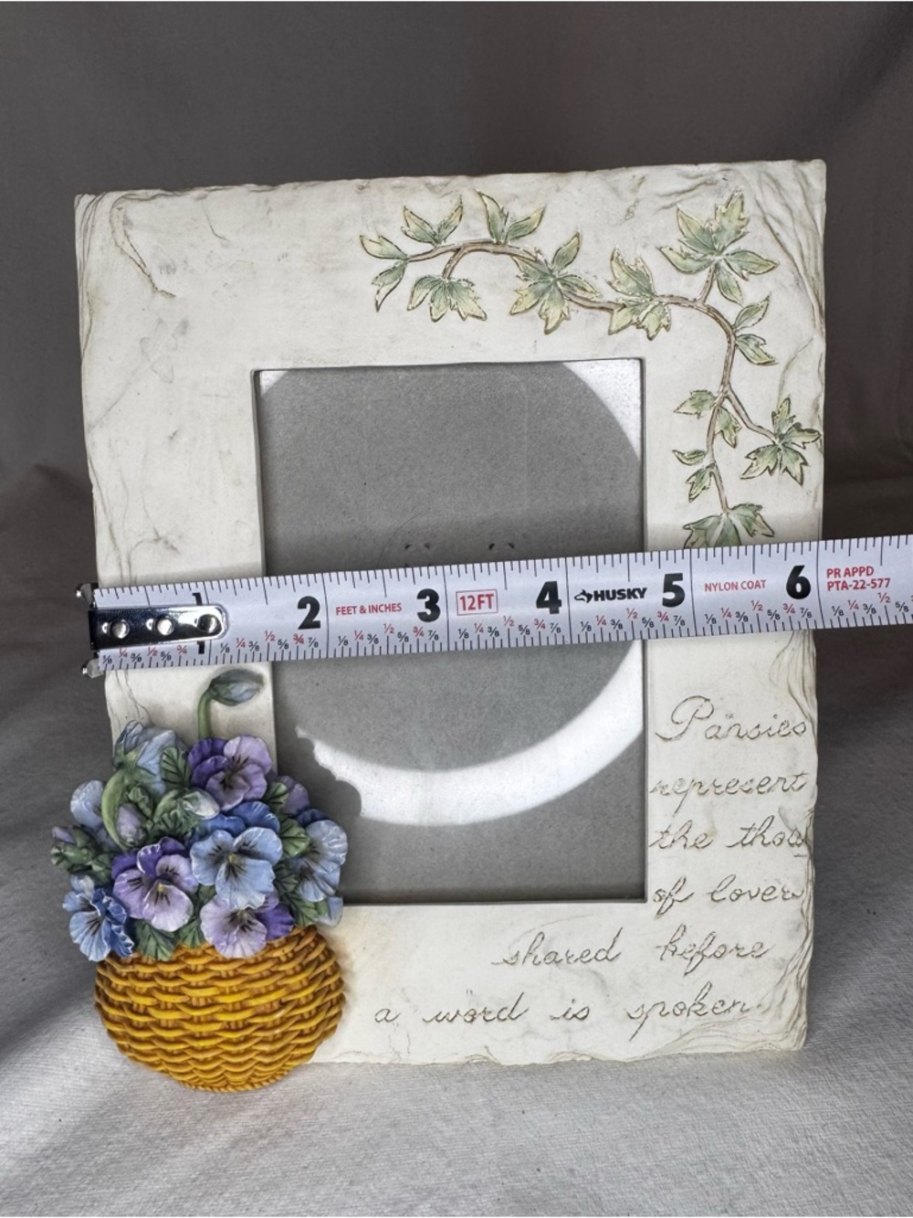 Floral Pansies Decorative Picture Frame - Cream - Picture 3 of 5